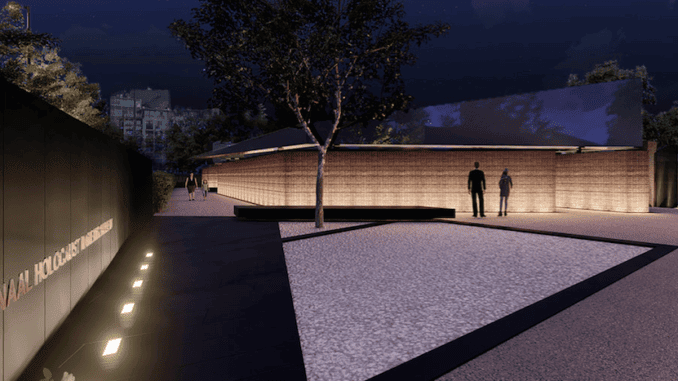 Namenmonument Nationaal Holocaust monument bij nacht - artist impression